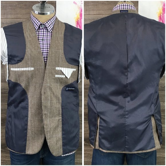 Stafford Mens Blazer Sport Coat Two Button Jacket Wool Size 40R Slim Casual Suit - Picture 7 of 13